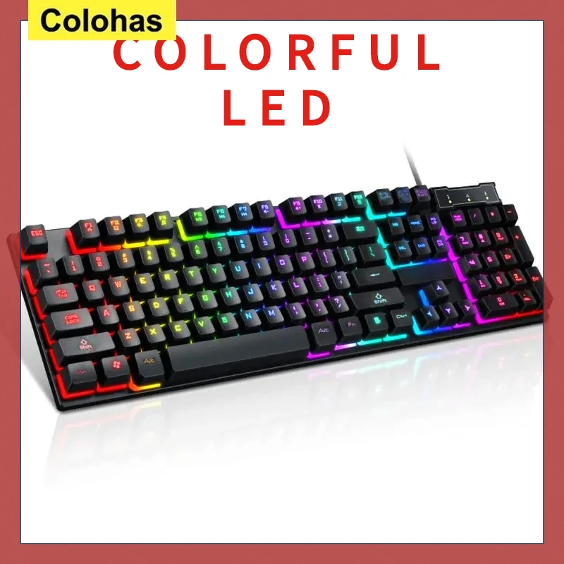 Metal Luminous Computer Keyboard and Mouse Suit USB Wired Game Colorful Backlight Mechanical Feel Keyboard and Mouse