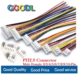 10Sets Mini Micro 2.0 PH Connector Male Female 2/3/4/5/6/7/8/9/10-Pin Plug With Wires Cables Socket 200MM 26AWG PH2.0 New