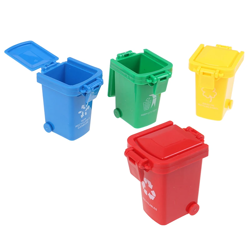 Kid 4pcs/set Trash Can Toy Garbage Truck Cans Curbside Vehicle Bin Toys