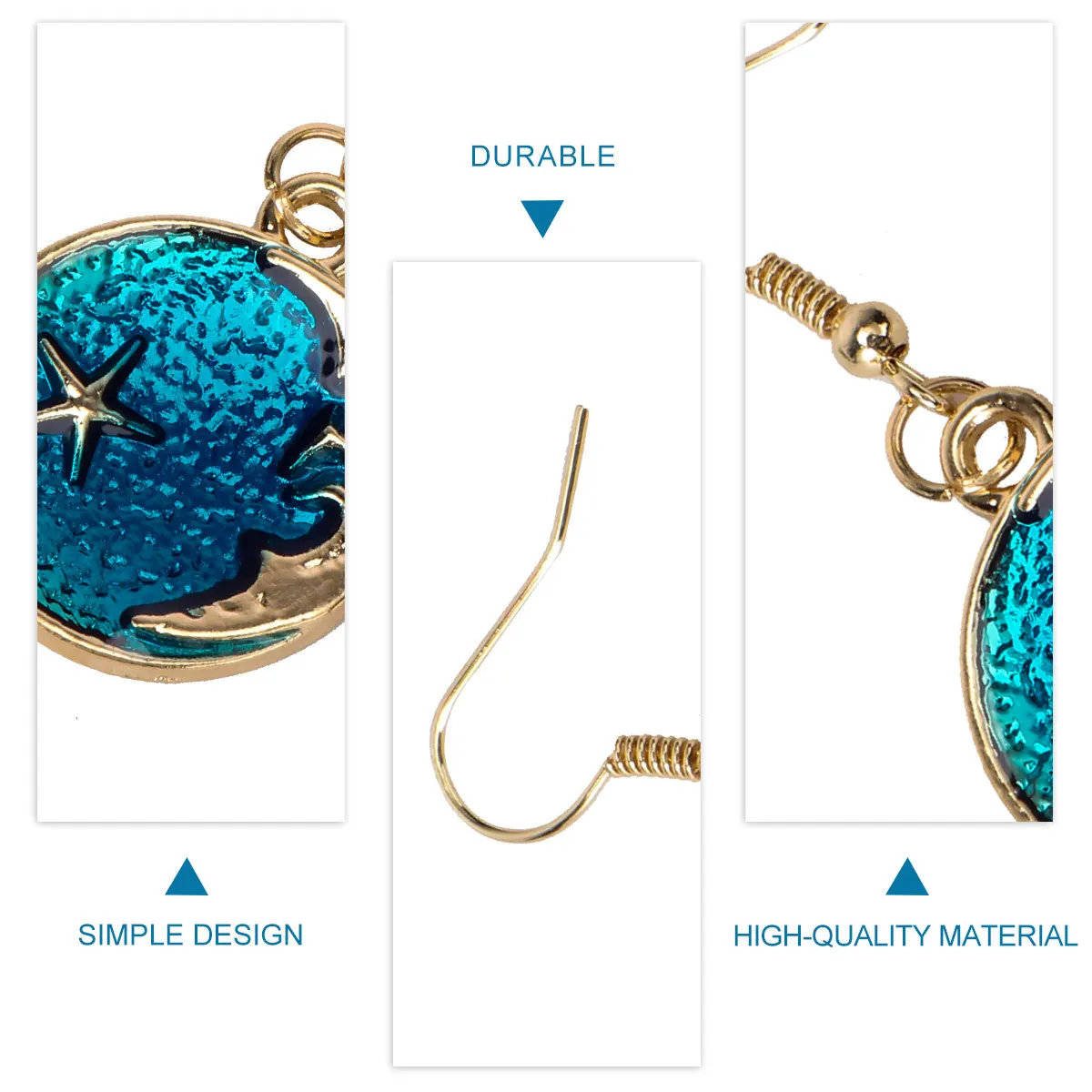 

6Pairs Sky Earrings Simple Design Durable Safe for Travel Show Your Style Blue Random Star Shape Earrings