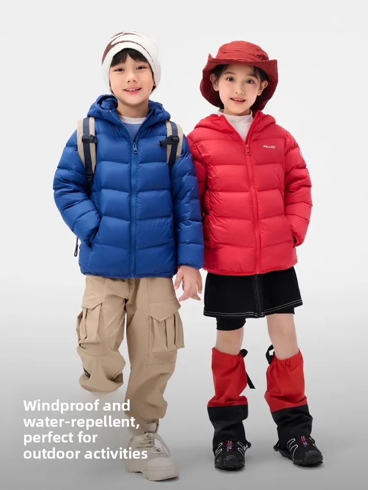 سترة أطفال من الريش من بيليوت، موديل خريف وشتاء 2025 الجديد، خفيفة الوزن ودافئة للاستخدام الخارجي، مع غطاء للرأس، سترة قصيرة ...
