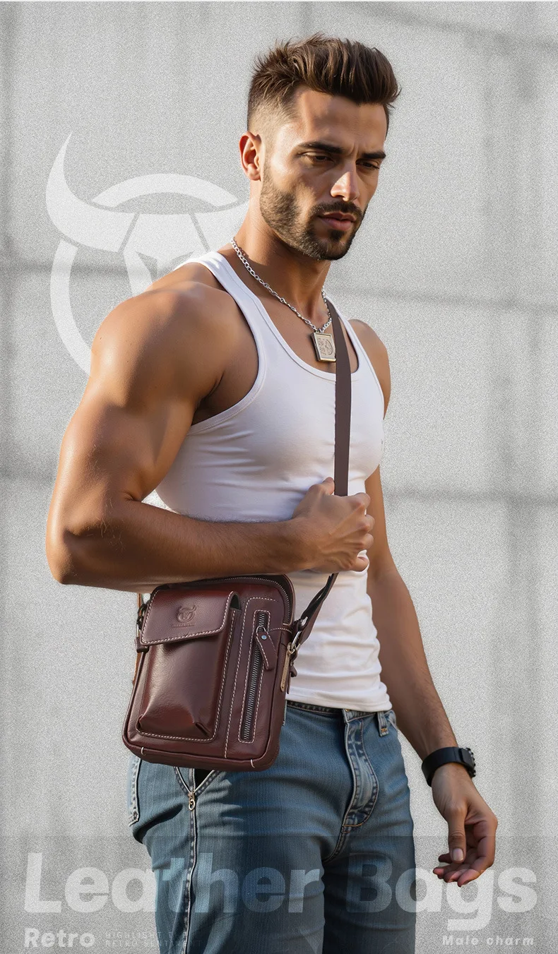 

Мужская сумка через плечо из воловьей кожи с верхним зерном, вертикальная ручная сумка через плечо большой вместимости из мягкой натуральной кожи