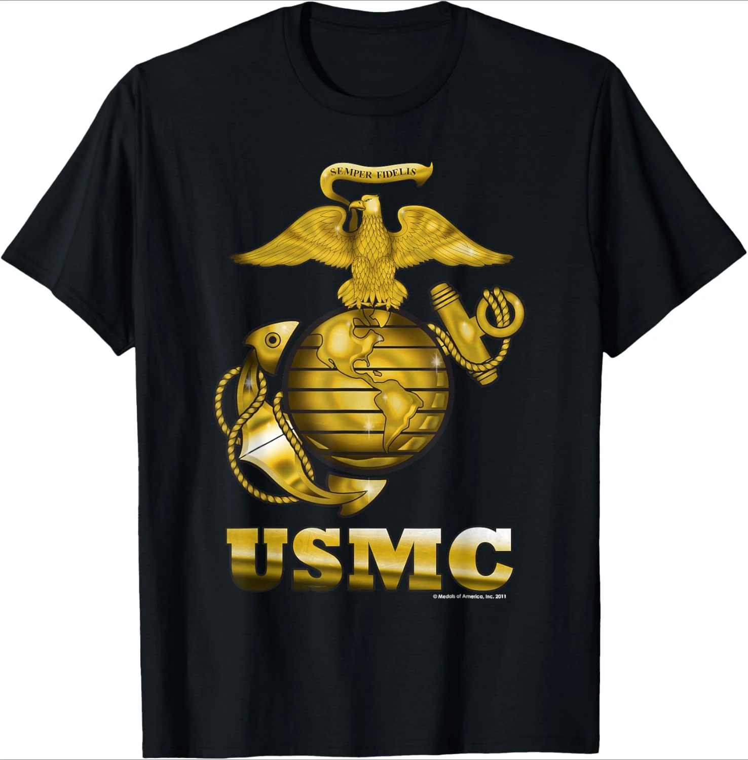 USMC  pattern design -100% cotton summer casual O-neck short sleeve printed men's T-shirt.