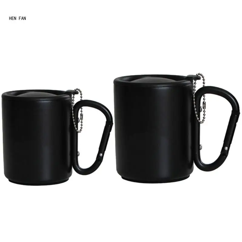 

Outdoor Camping Mug Travel Coffee Cup Insulated Mug with Carabiner Handle & Lid M89D