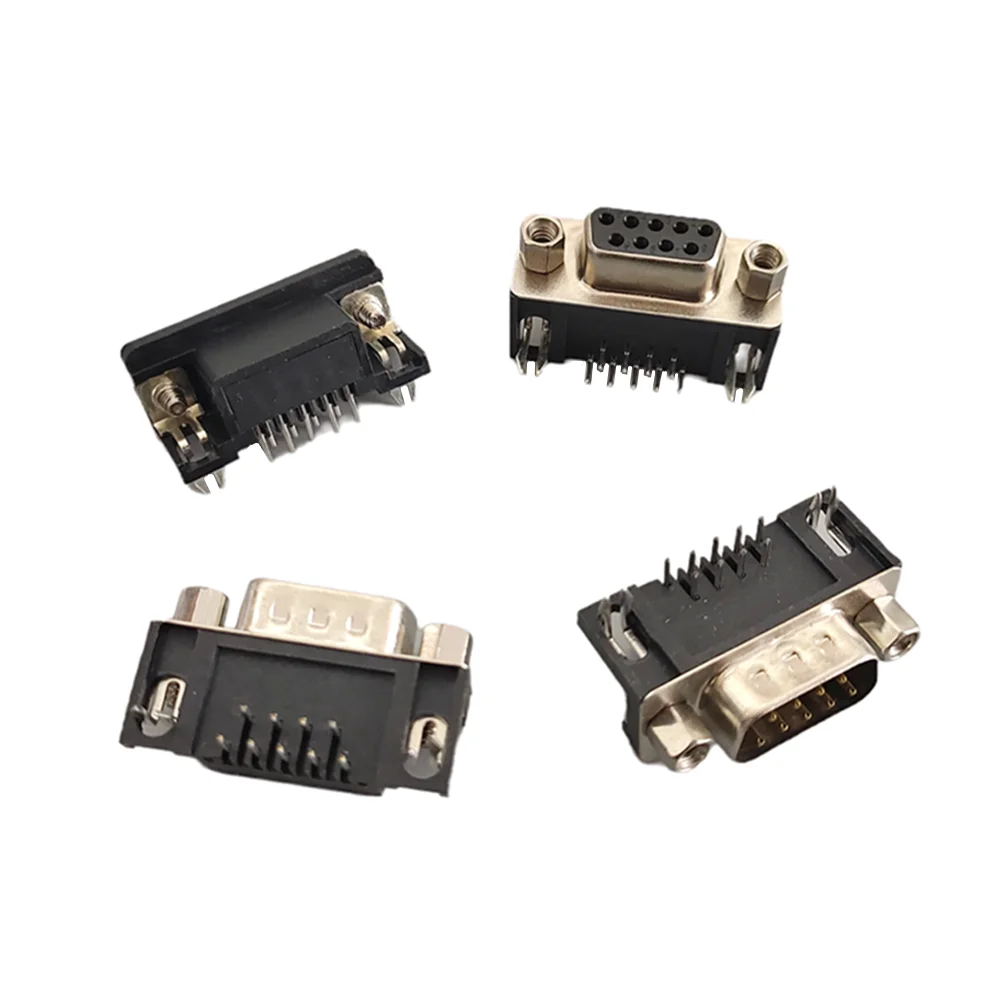 5/10Pcs DB9 DR9 Female Male PCB Mount D-Sub 9Pin PCB Connector RS232 Connector 90-degree Bent Needle Adapter for PCB Board