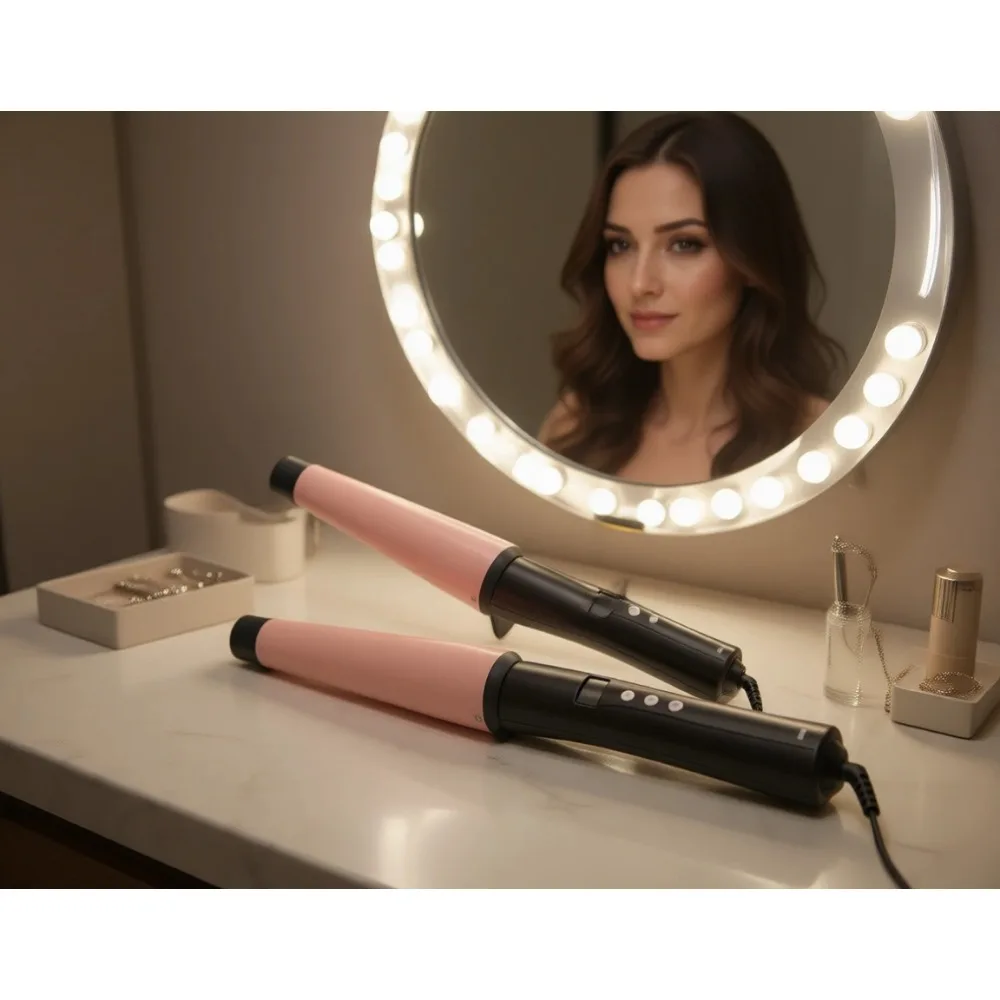 Professional Pearl Ceramic Curling Wand 1 1 2 Inch Pink