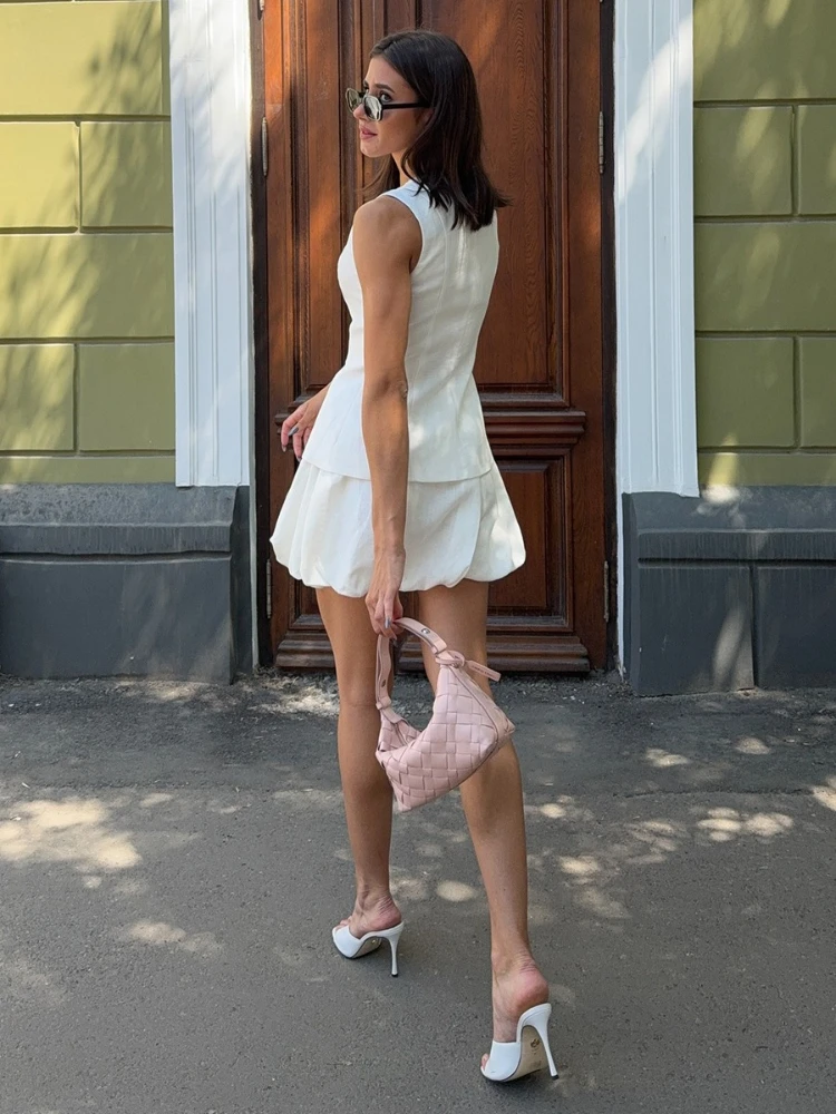 Tossy Elegance 2 Piece-Set Mini Skirt Women Solid Sleeveless Slim Vest Top Spliced Bud Skirt High Waist Bodycon Skirt Outfits