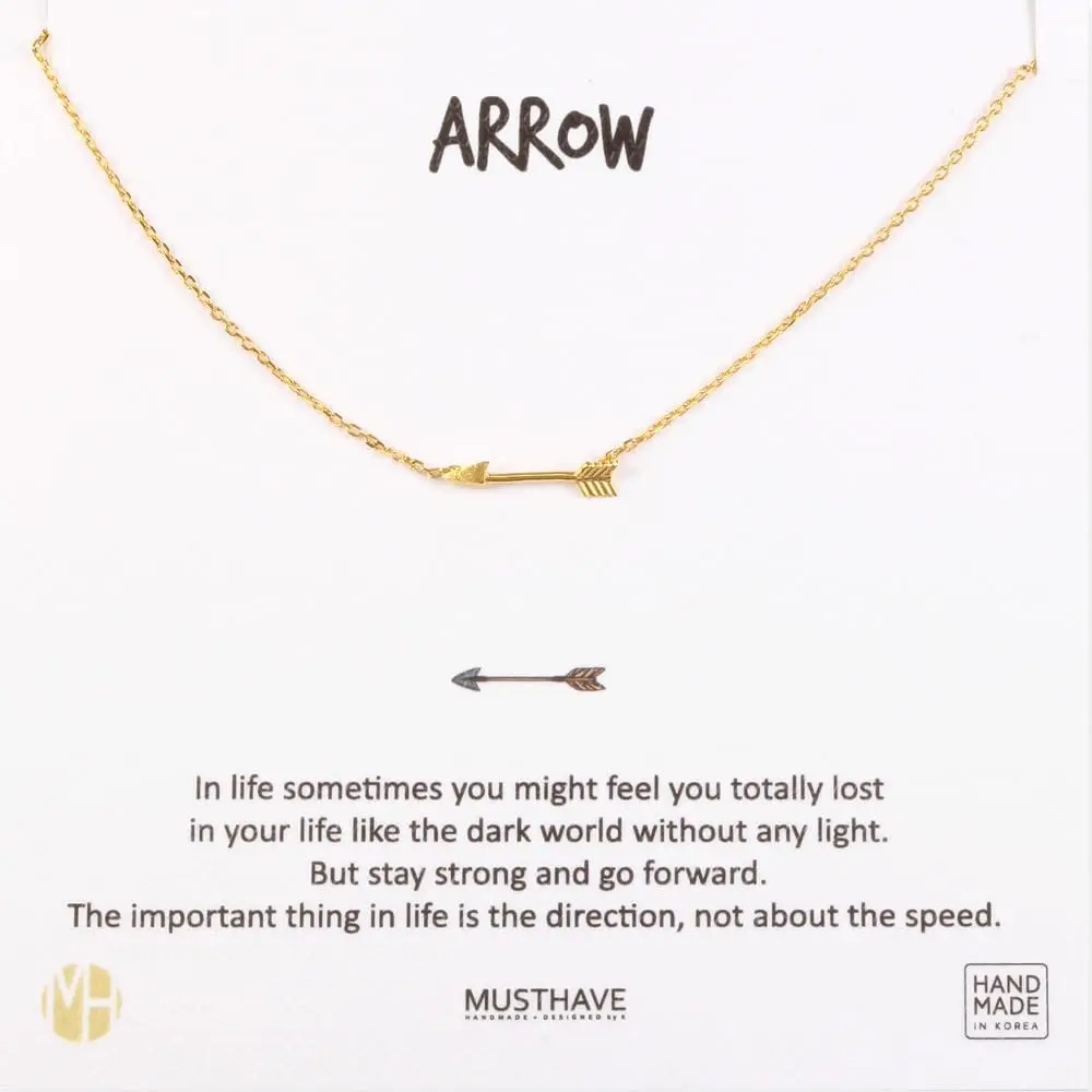 

Ожерелье Musthave Arrow с позолотой 18K и карточкой с надписью, желто-белое, цепочка-якорь, лучший подарок, размер 16 дюймов.