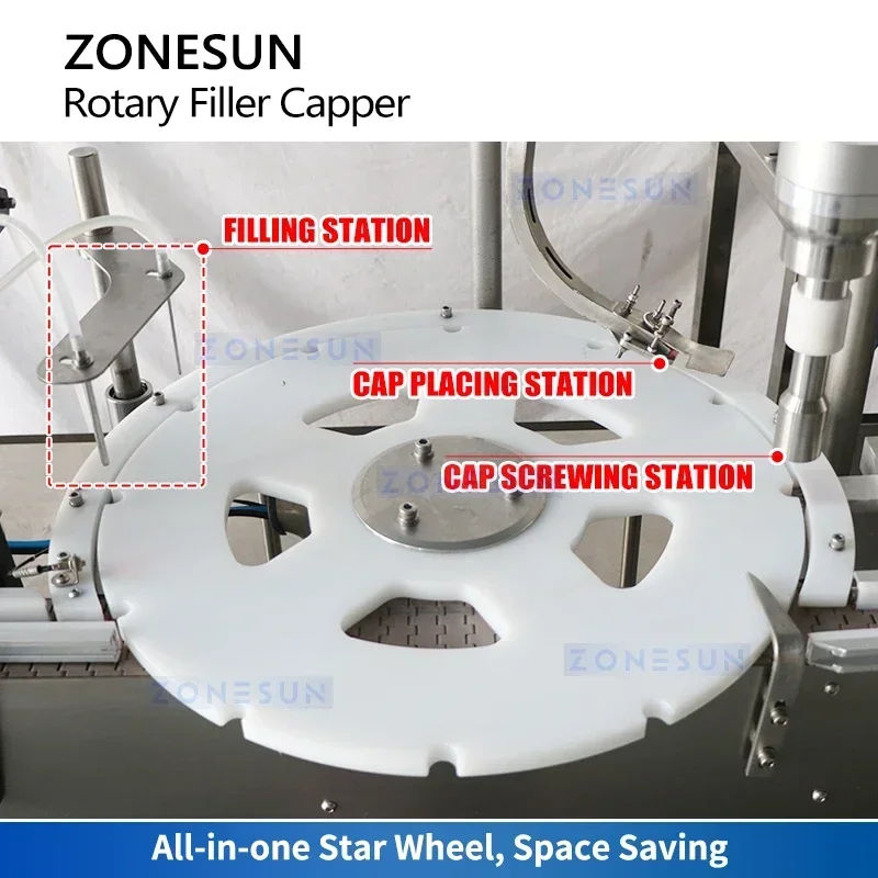 Zonesun máquina automática de enchimento e tampagem de pasta líquida, enchimento de produtos cosméticos bifásicos ZS-AFC30