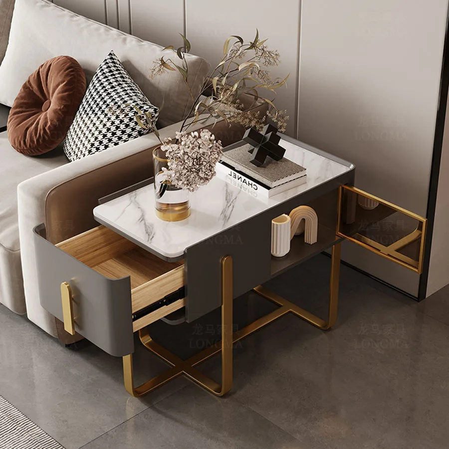 Home Modern Coffee Table Living Room Platform Unique Coffee Table Sofa Bedside Ornament Rectangular Metal Mesa Posta Home Decor