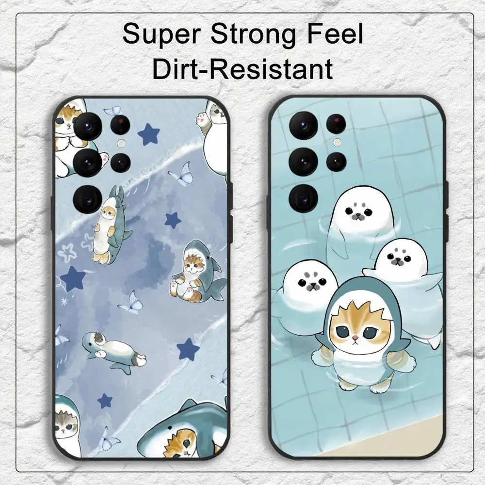 Cute mofusand cat Phone Case for Samsung S series s20 s21 s22 s23 s24 s25 FE Plus Ultra TPU Soft to Skin-friendly case