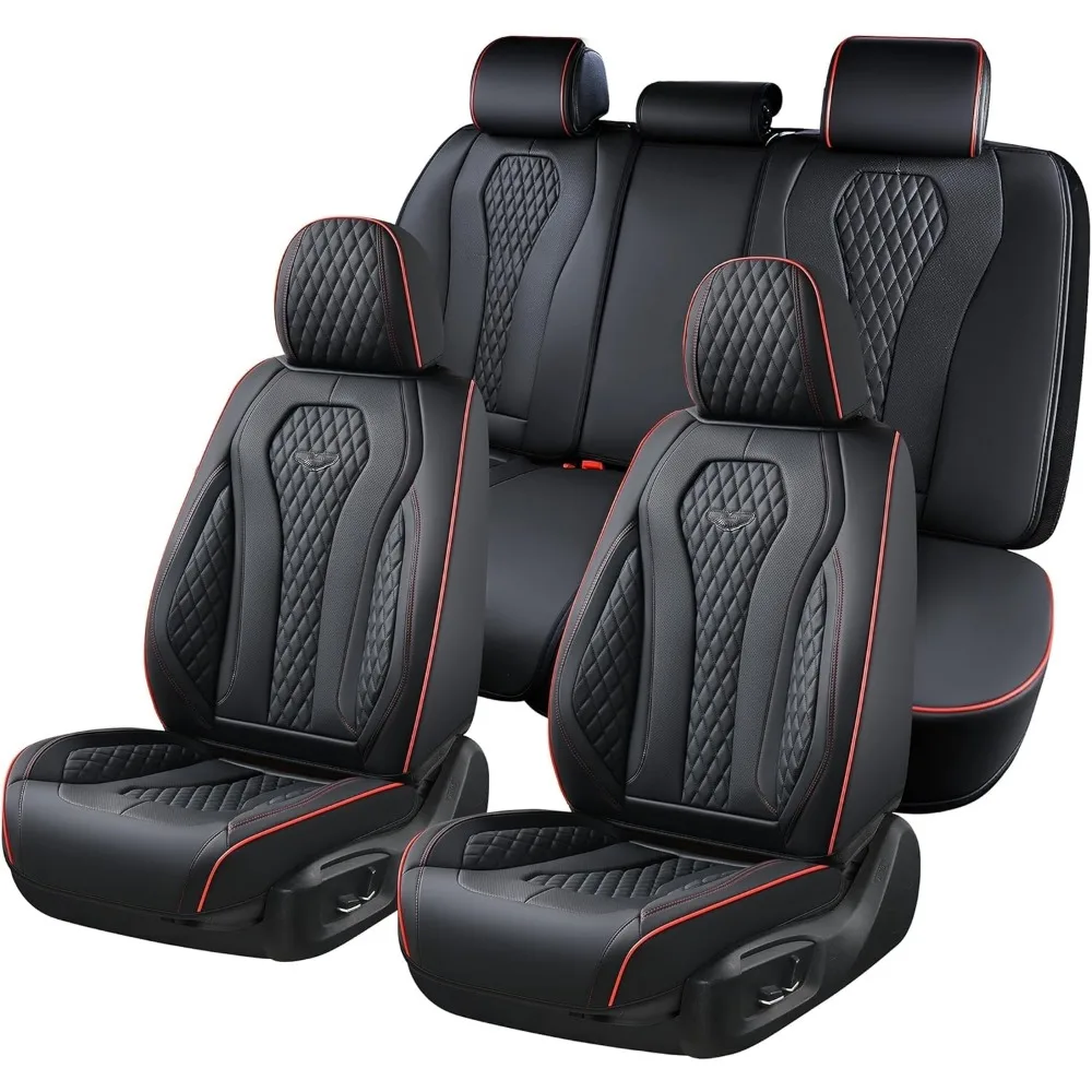 Universal Waterproof Seat Covers Set - Black, Protects Front Seats with Cushions