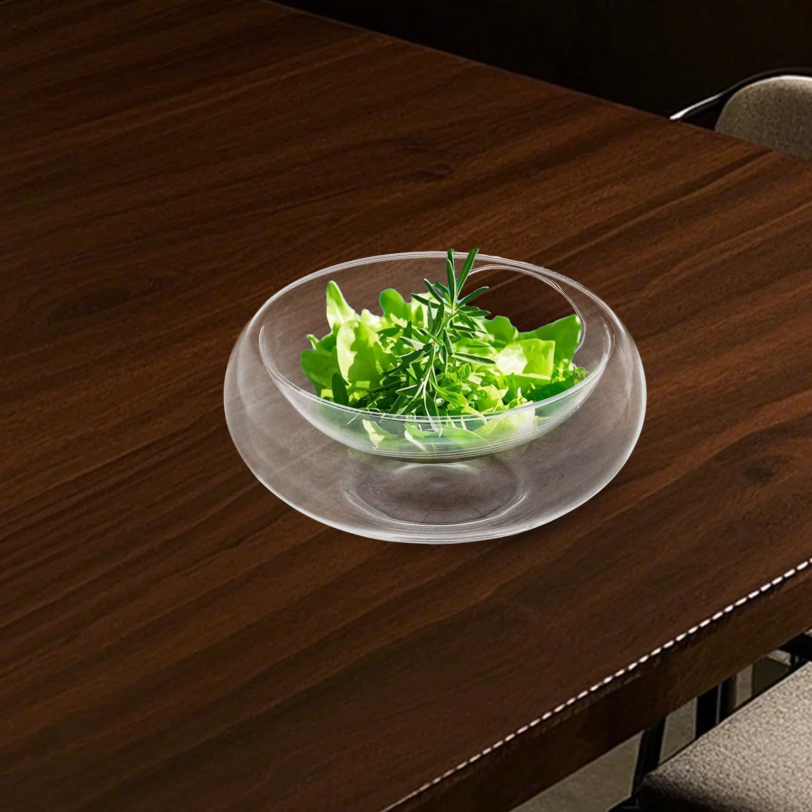 

Creative Transparent Glass Salad Bowl Heat Resistant Molecular Cuisine Dry Ice Fruit Vegetable Serving Bowl Hotel Use