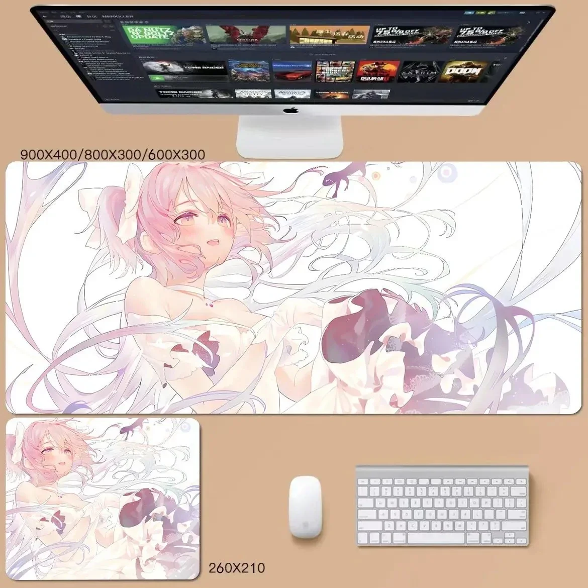 كارتون ماجيك جيرل جلد كبير XXL لطيف Kawaii الكرتون ماوس الوسادة عدم الانزلاق لوحة مفاتيح الكمبيوتر المحمول وسادة طاولة طعام سطح المكتب حصيرة