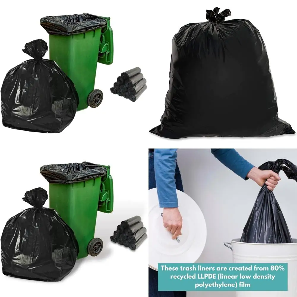

Прочные черные мешки для мусора объемом 55-60 галлонов, 200 штук, толщина 1,5 мил, идеально подходят для коммерческих кухонь, складов, офисов и уборки помещений.