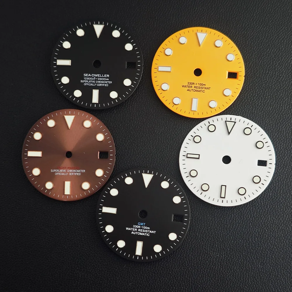 28,5mm Uhrenzifferblatt Blau Leuchtend Passend für NH34/NH35/NH36 Uhrwerke Zubehör GMT Zifferblatt/Zeiger NH35 Zifferblatt Mechanische Uhren Herren – Detail 5