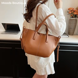 MOODS Branded Underarm Shoulder Bags For Women 2024 Latest Luxury Designer Handbags Soft PU Leather Large Capacity Shopping Tote