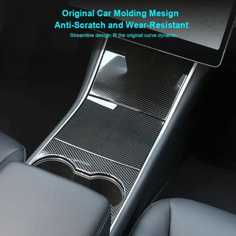For Tesla Model 3 Y 2017-2020 Central Control Panel Protective Patch ABS Carbon Fiber Decorative Shell Stickers Car Accessories