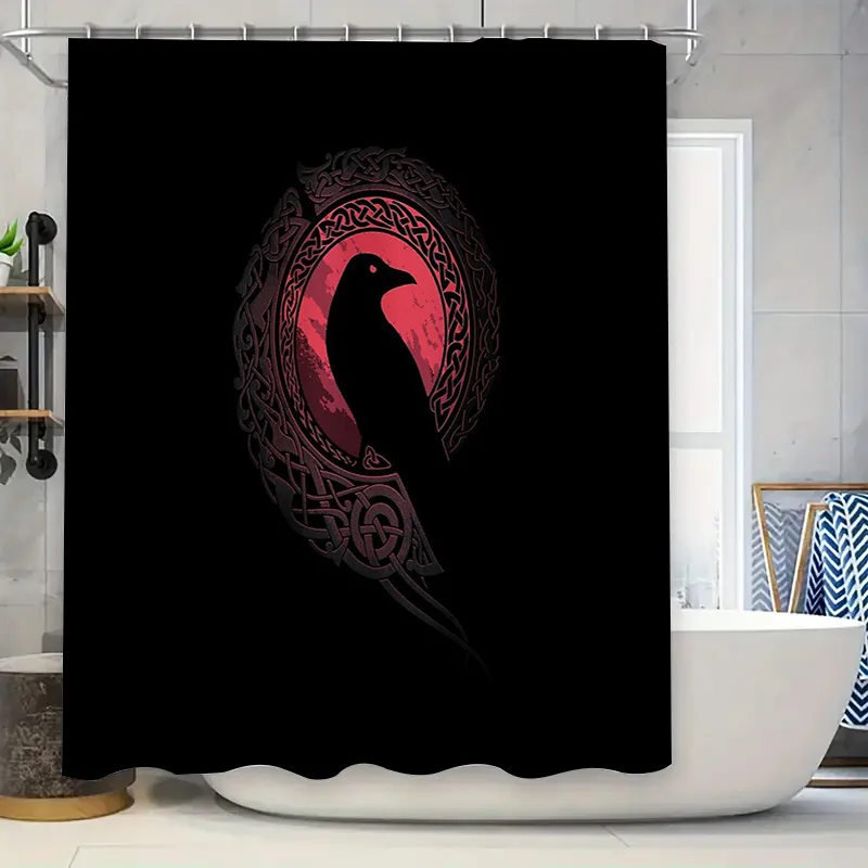 

Gothic Raven Bird Shower Curtain Set Vintage Halloween Dark Forest Spooky Home Decor Bathroom Waterproof Tapestry