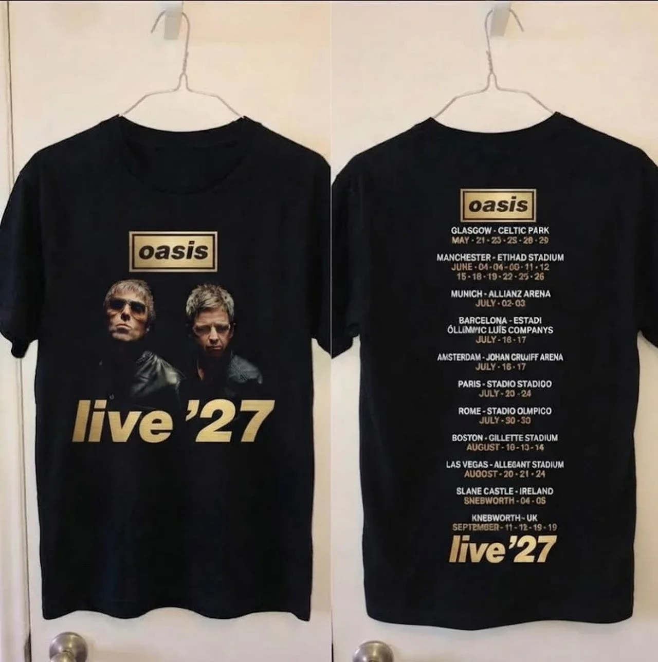 British Rock O-Oasis Live 27 Tour 2027 New T Shirt Men Punk Tide Clothing T-shirts Women's Hip Hop Gothic Short Sleeve T-shirts