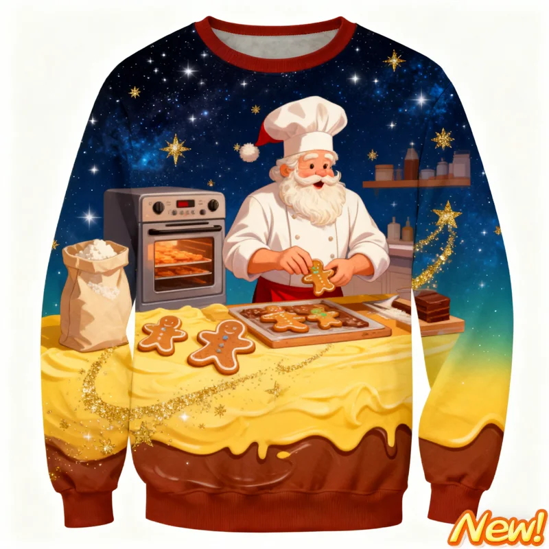 2026 جديد سانتا كلوز الجرافيك القبيح عيد الميلاد سترة ملابس عطلة غير رسمية ثلاثية الأبعاد مطبوعة عيد الميلاد بلوزات فضفاضة الشارع الشهير البلوفرات #2