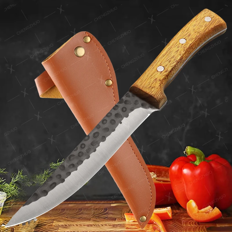 

Stainless Steel Utility Chef Knife Forging Hammer Pattern Kitchen Knife Fish Boning Knives Meat Cleaver Kitchen Fruit Peeler