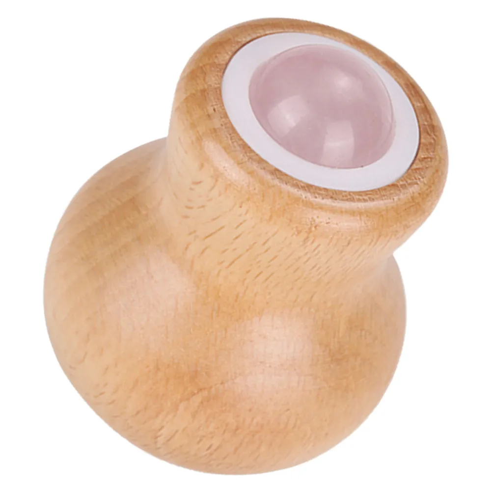 Jade Massage Facial Tool Wood Handle Face Neck Relief Muscle Soothing Roller Home Use Full Body Skin Care Massager