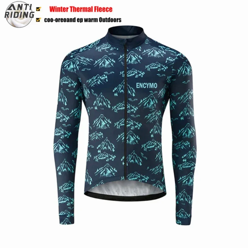 

2022 NEW Winter Fleece Bicycle Long Sleeve Cycling Jersey Men's Clothing Maillot Encymo Pro Team Outdoor Bike Clothing