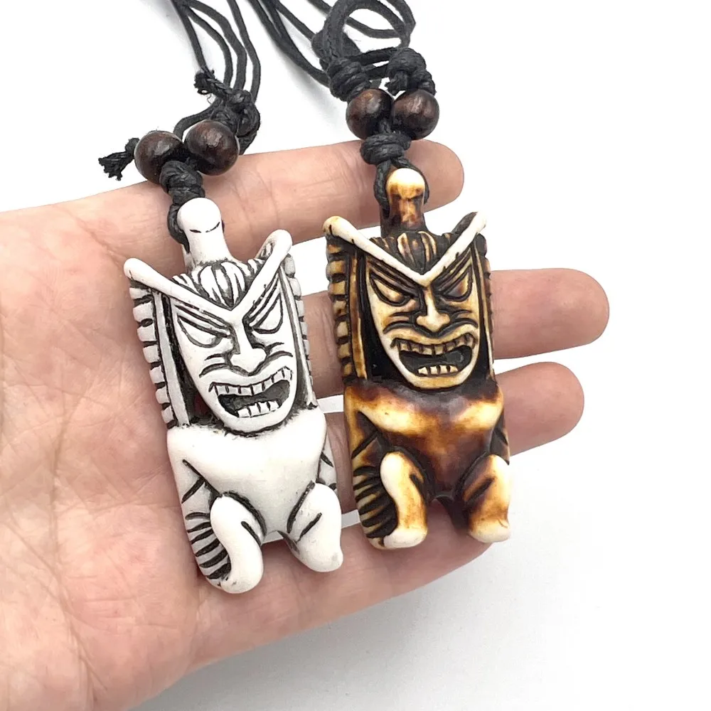 Handgewebte Tiki-Totem-Halskette, Amulett, Unisex, böhmischer Stil, handgefertigter Schmuck für Männer und Frauen