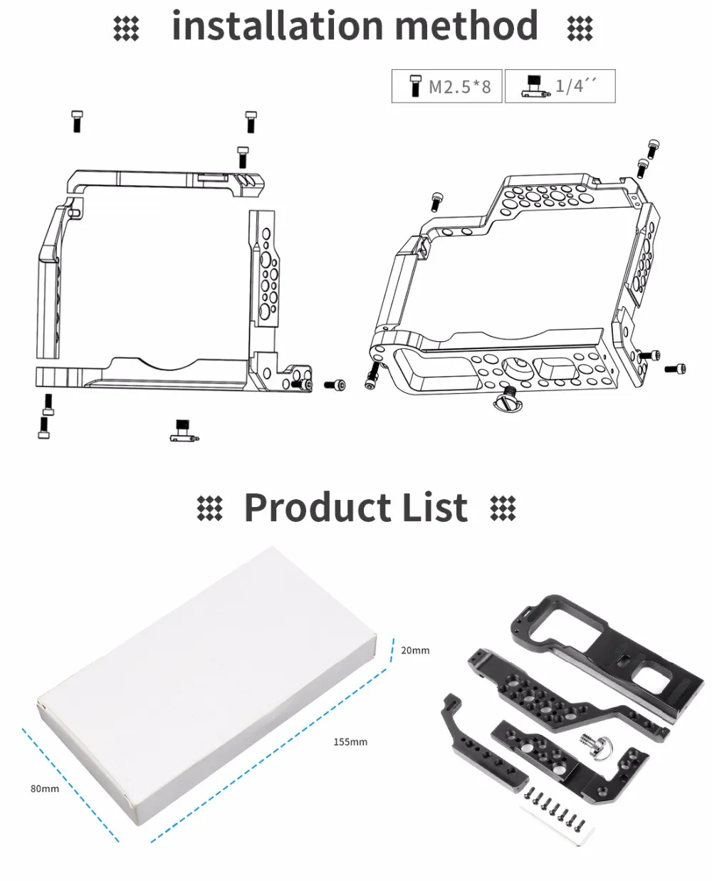 Aluminium SLR Kamera Käfig für Fujifilm X-T3 /XT3/XT2 /X-T2 DSLR Rig Schutzhülle Abdeckung mit Top griff Grip Kalten Schuh Montieren – Detail 2