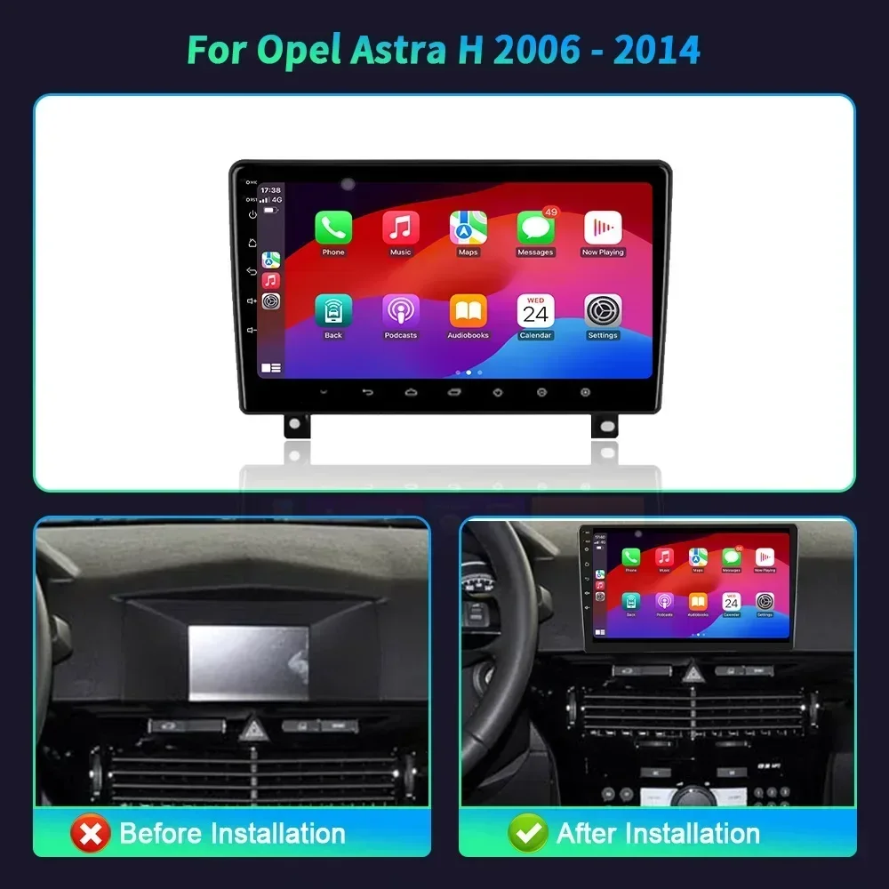 Android 14 For Opel Astra H 2006-2014 Car Radio Multimedia 4G GPS Head Unit Wireless Bluetooth Apple CarPlay Touch Screen Stereo