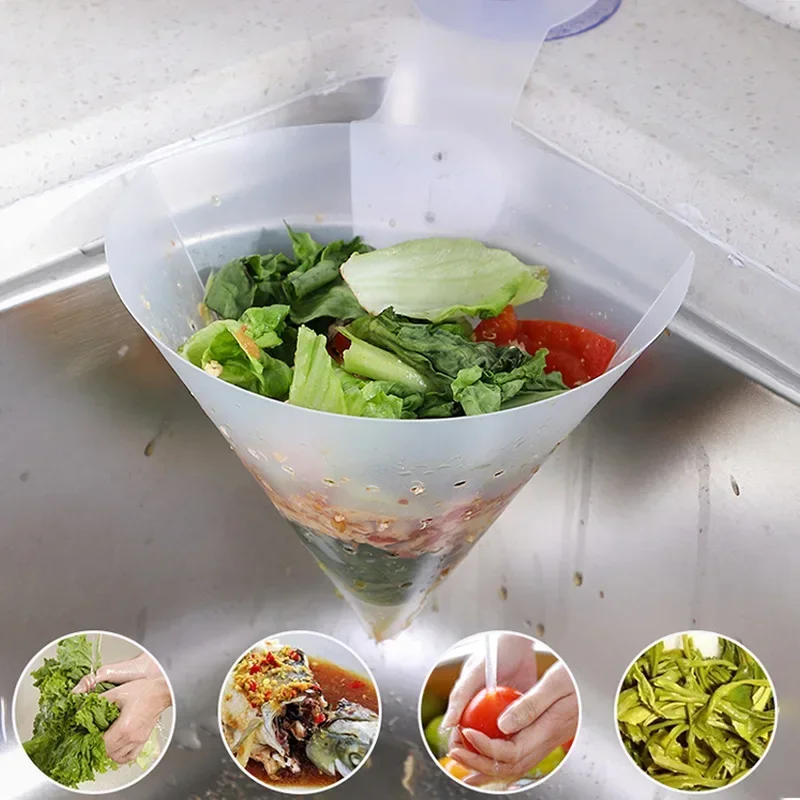 Foldable Storage Sink Strainer Self-Standing Sink Filter Food Vegetable Sink Stopper Drain Filter Kitchen Anti-Blocking Gadgets