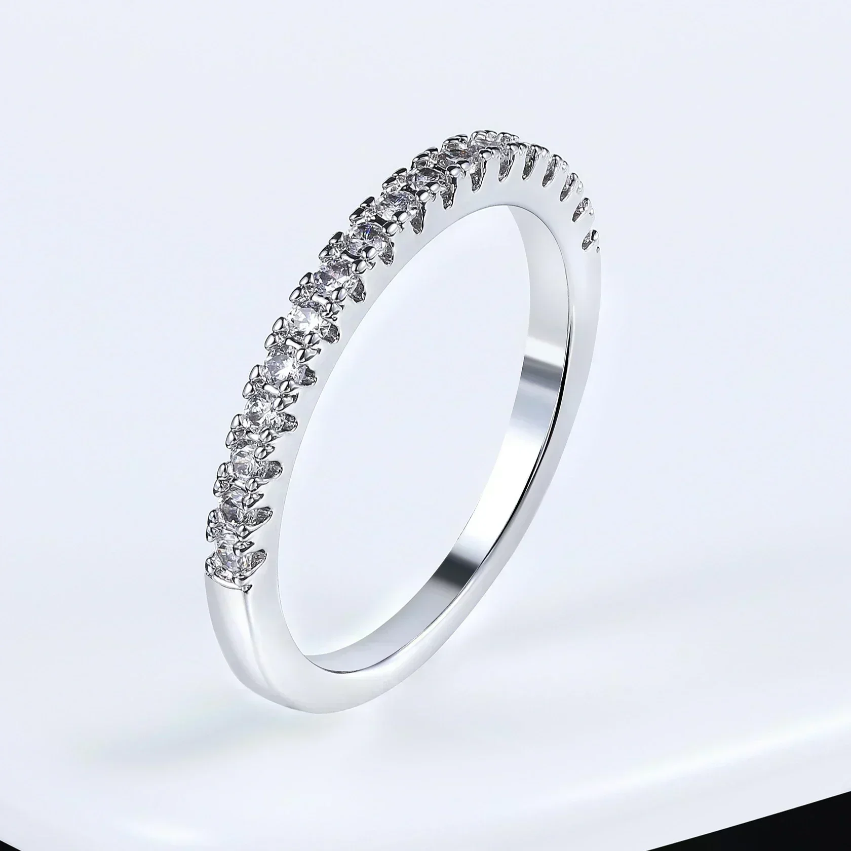 Simple Delicate Trendy Shiny Inlay Zirconia Thin Rings for Women Rose Gold Silver Colour Ring Wedding Accessory Jewelry Gifts