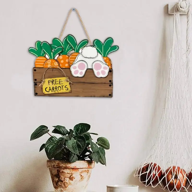 Easter Welcome Sign Bunny Spring Wall Hanger Rustic Adorable Water Resistant Durable Anti Fade Happy Easter Door Hanger Front