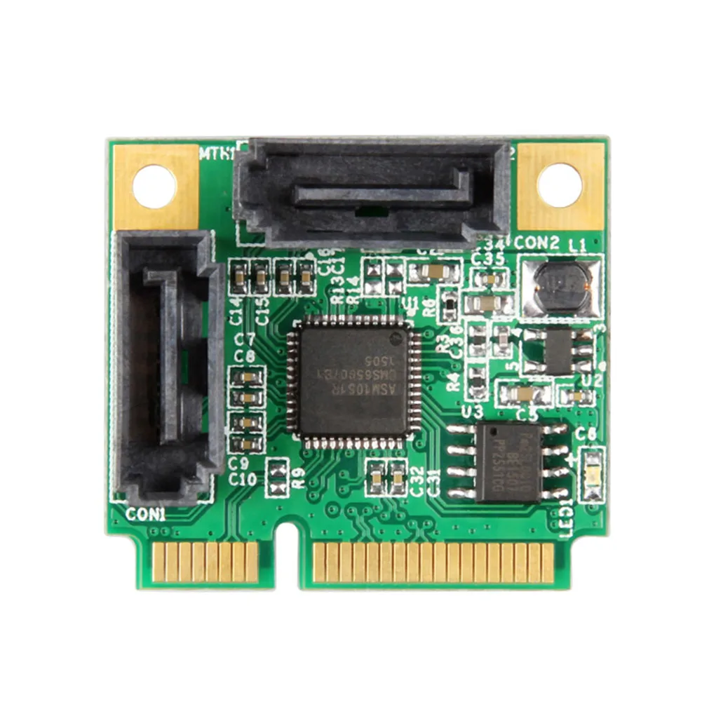 BABQ Mini PCI Express 2 Internal SATA III ( 6 Gb /S) Kartu Pengontrol RAID ASM1061R 2 Port SATA 3.0 6Gbps Kartu Ekspansi SSD