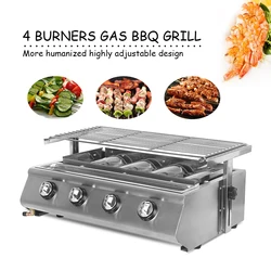 ITOP 6 Bruciatori Barbecue Grill GPL Grill A Gas Senza Fumo Schermo di Vetro In Acciaio Inox Per Esterni Picnic Barbecue Regolabile in Altezza