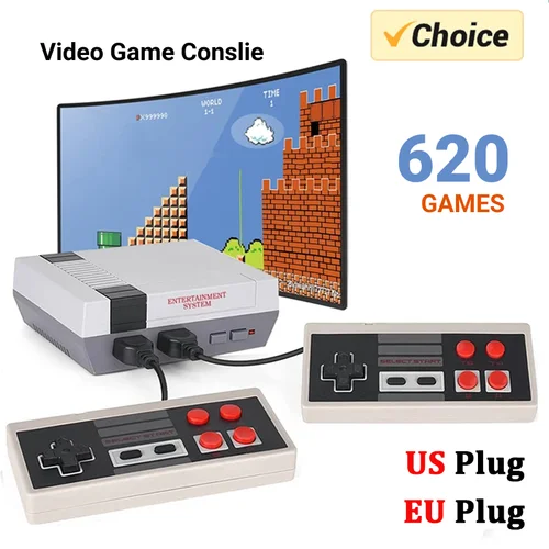 Imagen 1 del producto Mini Consola de Videojuegos Portátil Familiar, Salida AV, Retro, 620 Juegos Clásicos Integrados, Doble Control, Reproductor de Juegos