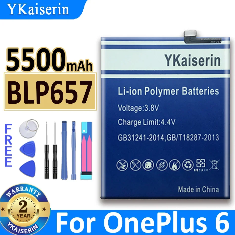 YKaiserin High Capacity BLP637 Phone Battery for Oneplus 5 5T One Plus 1+  1 A0001  2 3 Three 3T 5 5T 6 Batteria + Free Tools