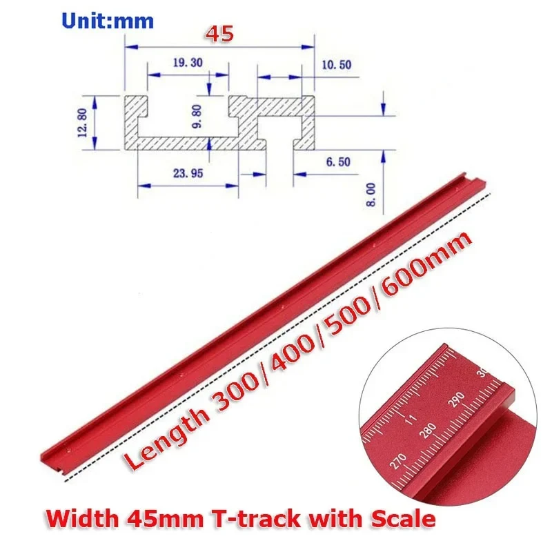 Breite 45 mm Holzbearbeitung DIY Werkzeug Aluminiumlegierung Gehrungsschiene Holzbearbeitung T-Schiene T-Nut für Tischkreissäge Router Tisch – Detail 14