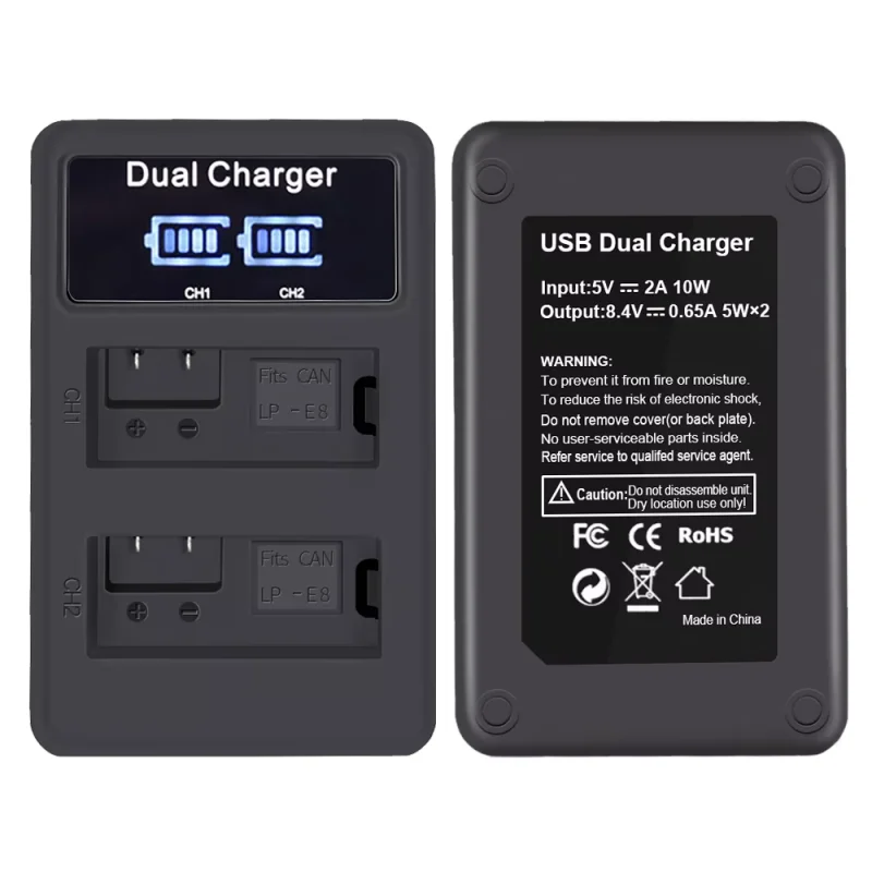 LP-E8 carregador de bateria da câmera usb lcd duplo slot lpe8 lp e8 carregador para canon eos 550d 600d 650d 700d x4 x5 x6i x7i t2i t3i LP-E8