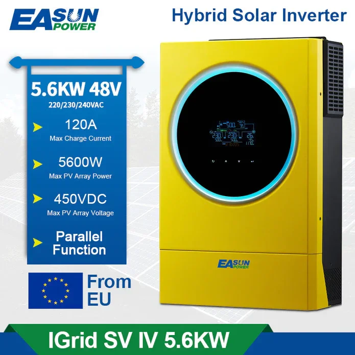 Pure Sine Wave Hybrid Solar Inverter Charger 1-12KW Single Phase 96% Efficiency 230VAC Input 48VDC Battery 120A Max Solar Charge