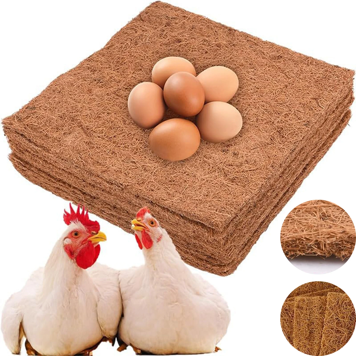 Dieci tappetini per nidi di galline, riutilizzabili, in fibra di cocco, ideali come materassino per galline, per la deposizione delle uova, per nidi, per pollai, animali domestici, uso interno ed