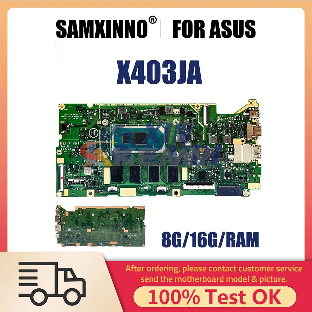 

Laptop Mainboard For Asus VivoBook 14 X403JA X403J S403JA Notebook Motherboard i5 1035G1 i7 1065G7 CPU 8G 16G RAM Systemboard