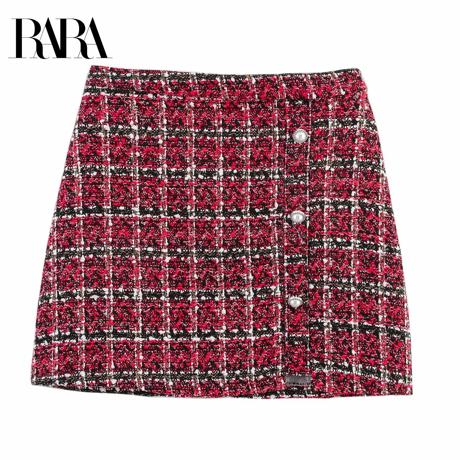 

RARA2025 new summer women's clothing retro temperament casual fashion simple buckle versatile plaid slim skirt short skirt