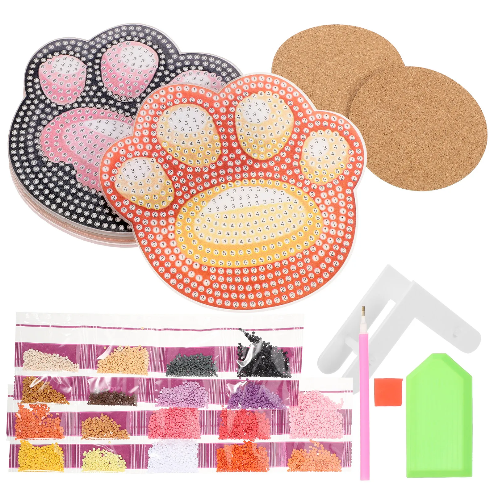 

Набор для творчества: 1 комплект термостойких, противоскользящих, теплоизоляционных подставок под чашки в форме кошачьей лапы с алмазной вышивкой, для подарков и домашнего декора