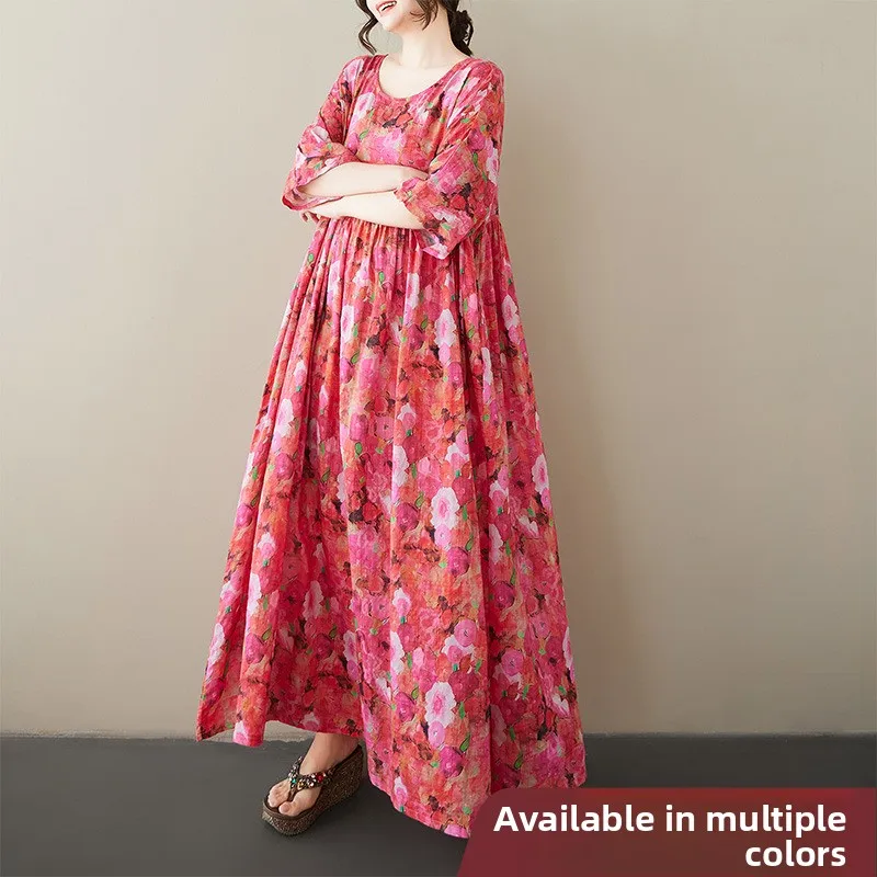 

Новая летняя повседневная женская юбка большого размера Dr round Ne Svel, свободная длинная юбка Sweet Sle из смеси хлопка и льна трапециевидной формы Dr