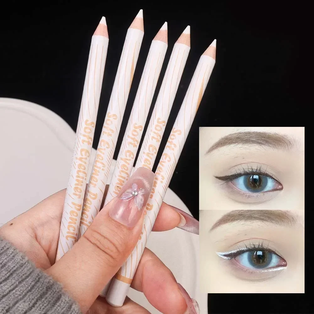 5 Stuks Waterdichte Witte Eyeliner Gel Potlood Make-Up Glad Gemakkelijk Te Dragen Fleuren Ooghoek Blijvende Matte Ogen Liner Pen Cosmetica