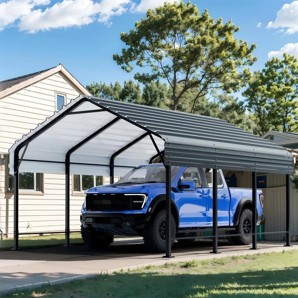 

Heavy Duty Metal Carport Canopy with Galvanized Steel Roof and Frame,12X15 FT Carport Upgraded Extra Large Garage for Pickup