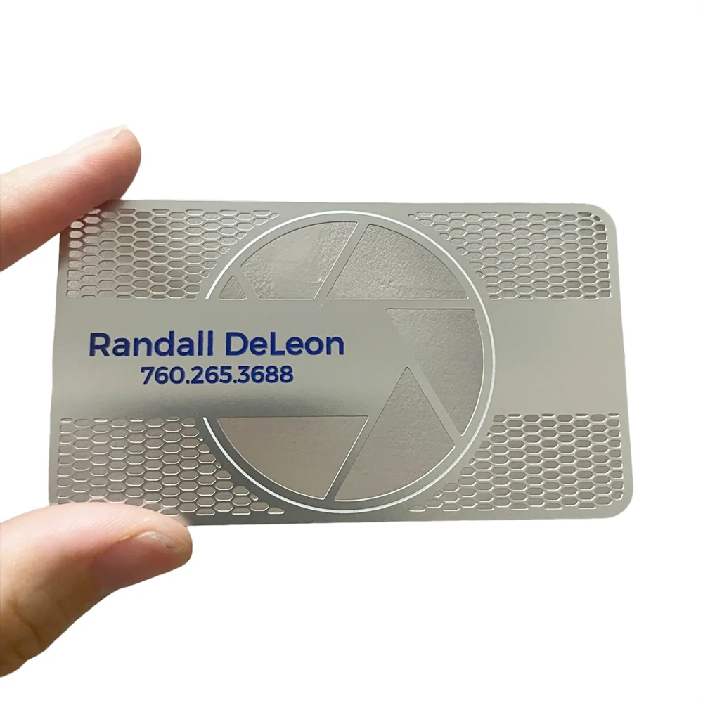 Customized inquiry Luxury Customized Metal Gift Card Stainless Steel Laser logo Pantone Color Purple Metal Business Card