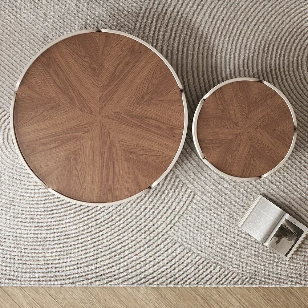 Vintage Style Round Living Room Coffee Tables Corner Simple Design Solid Wood Small Spaces Side Tables Couchtisch Furniture